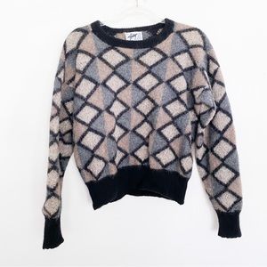 Vintage Hellet Argyle Geometric 90s y2k alpaca wool sweater
